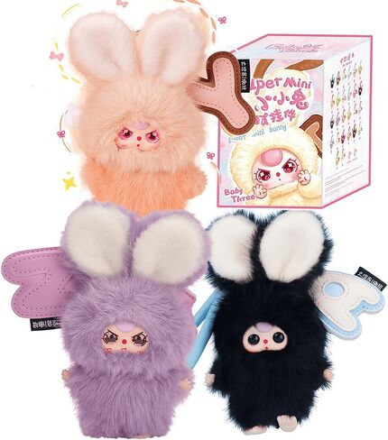 Baby Three Super Mini Bunny Series Cute Plush keychain Blind Box (1 of 28 Possible Styles) Baby Three Key Ring Collectible Birthday Gifts (1Pc Blind Box) in Saudi Arabia