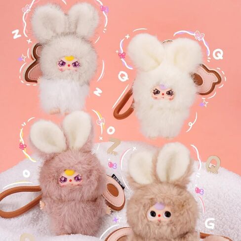 Baby Three Super Mini Bunny Series Cute Plush keychain Blind Box (1 of 28 Possible Styles) Baby Three Key Ring Collectible Birthday Gifts (1Pc Blind Box) in Saudi Arabia