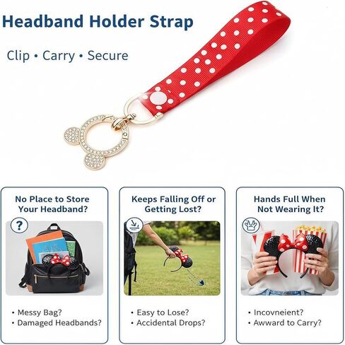 Planetgreen 3 Pack Mouse Ear Holder for Backpack – Headband Holder Lanyard with Keychain Clip, Secure Button Strap for Mouse Ears Storage, Travel Park Accessories for Bags & Backpacks in Saudi Arabia