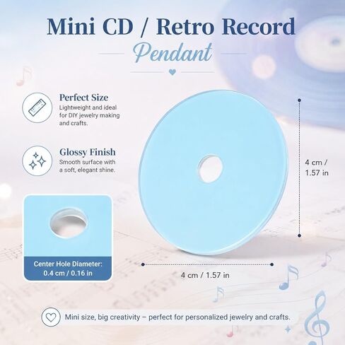 LOGOFUN 30PCS Mini CD Keychain Laser Retro Vinyl Record Pendant Album Style Key Ring for Music Lovers Presents Party Decorations - Blue in Kuwait