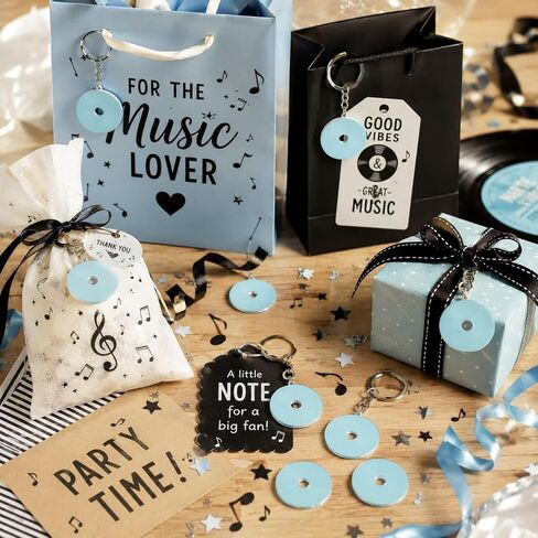 LOGOFUN 30PCS Mini CD Keychain Laser Retro Vinyl Record Pendant Album Style Key Ring for Music Lovers Presents Party Decorations - Blue in Kuwait