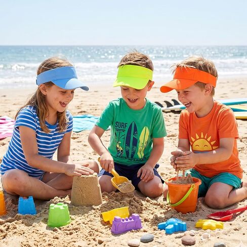 Kids Sun Visors Hats Bulk, Neon Softball Golf Summer Beach Sport Sun Hats for 6-12 Yrs Old Boy Girls in Saudi Arabia