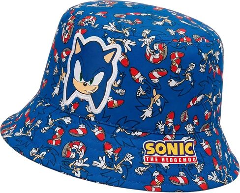 Sonic The Hedgehog Boys Bucket Hat, All Over Print Summer Cap, Sonic Hat for Summer, Boys' Hats & Caps, Blue, One Size in Kuwait