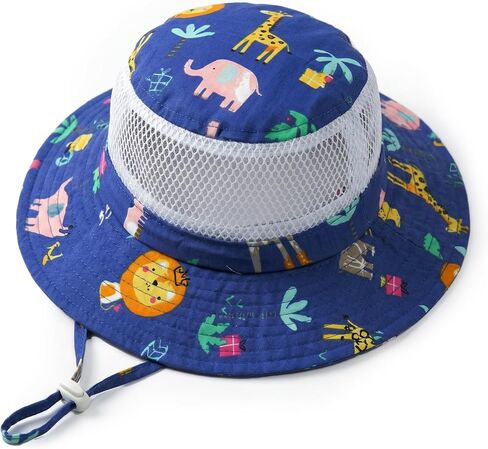 Kids Summer UPF50+ Sun Hat with Breathable Mesh, Adjustable Outdoor Beach Bucket Hat for Boys Girls Age 4-12 in Kuwait