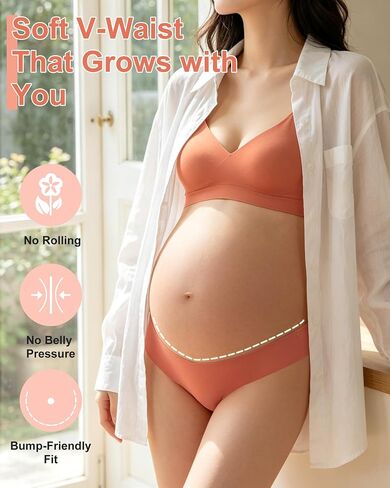 LEVAO Maternity Thongs for Women V-cut Seamless Underwear No Show Soft Pregnancy Panties Breathable Women Thong 5 Pack (S–XL) in Kuwait