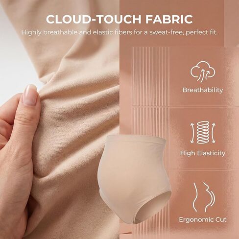 Maternity Shapewear Thong Underwear for Pregnant Women - Seamless Over Belly Support Panties 4 Pack in Saudi Arabia