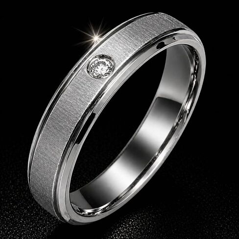 Gemini Free Engrave His and Her Couples Matching White Gold Tone Wedding Bands Titanium Rings Set Valentine Day Gift in Kuwait