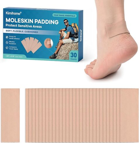 Kimihome Moleskin Blister Pads – Moleskin Adhesive Foot Patches for Heels & Toes, Prevent Shoe Rubbing and Blisters While Walking, Skin-Friendly Tape for New Shoes, Essential for Travelers – 15 Sheets in Saudi Arabia