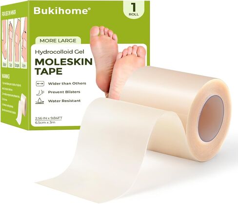 Bukihome Hydrocolloid Roll Gel Bandages Patch with Self-Adhesive - Thickened Tape for Blister, Burn, Acne Care - Cut-to-Size, Ultra Absorbent, First Aid Essential - Infused Tea Tree Oil(2.56in*16.4ft) in Kuwait