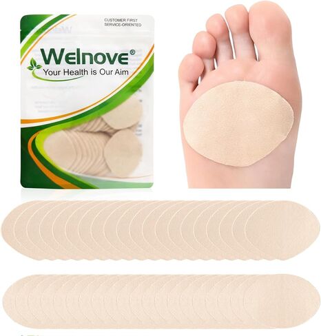 Welnove Moleskin Adhesive Pads for Feet – 10 Pcs Sector-Shaped Ball of Foot Cushions & 10 Pcs Oval Shaped, Soft Moleskin Patch for Blister Prevention & Callus Relief (Beige) in Kuwait