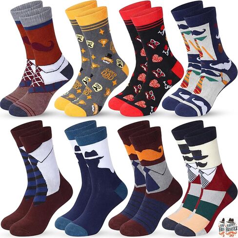 Glitopper 8 Pairs Fathers Day Socks Gifts for Man Dad Gifts from Daughters Funny Novelty Sock for Daddy Grandpa Birthday Gift in Kuwait