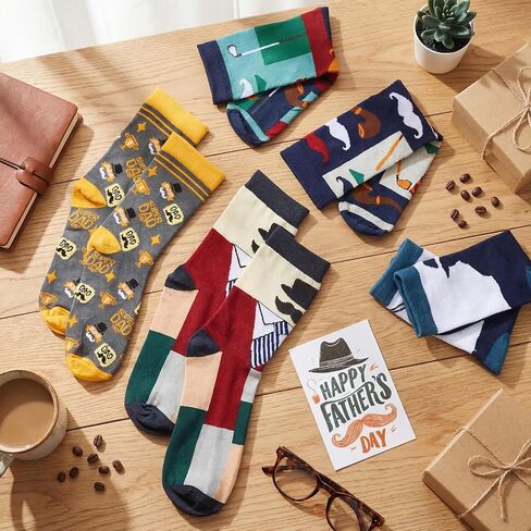 Glitopper 8 Pairs Fathers Day Socks Gifts for Man Dad Gifts from Daughters Funny Novelty Sock for Daddy Grandpa Birthday Gift in Kuwait