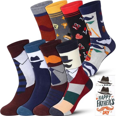 Glitopper 8 Pairs Fathers Day Socks Gifts for Man Dad Gifts from Daughters Funny Novelty Sock for Daddy Grandpa Birthday Gift in Kuwait