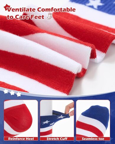 Syhood 2 Pairs American Flag Socks Patriotic Crew Socks Men Stars USA Stripes Combed Cotton 4th of July Memorial Independence in Kuwait