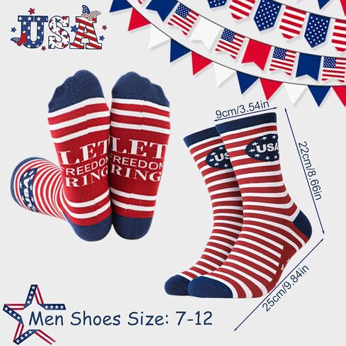 5 Pairs American Flag Socks for Men Women Stars Stripes Patriotic Crew Socks Novelty American Flag Sock Gifts in Kuwait