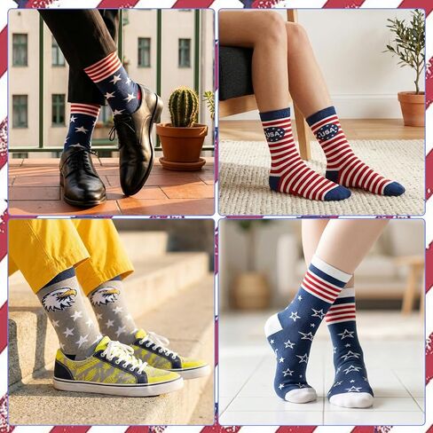 5 Pairs American Flag Socks for Men Women Stars Stripes Patriotic Crew Socks Novelty American Flag Sock Gifts in Kuwait
