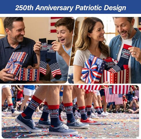 USA Flag Socks for Men Women,2 Pair America 250th Star Stripe Socks 1776-2026, Independence Day 4th of July Gifts in Kuwait