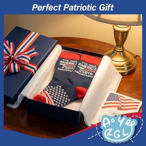 USA Flag Socks for Men Women,2 Pair America 250th Star Stripe Socks 1776-2026, Independence Day 4th of July Gifts in Kuwait