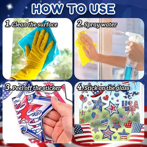 8 Sheets 4th of July Window Clings Stickers Memorial Day Patriotic Window Decals for Holiday Summer Party Home Shop Glass Display Decoration in Saudi Arabia