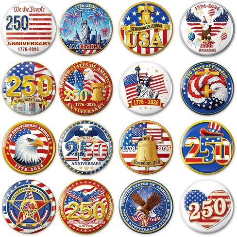 DPKOW 250th Anniversary American Pin Badges 4th of July Accessories, 32 American Flag Pins Badges Brooches 250 Anniversary USA Lapel Pins Gifts 4th of July Party Favors Patriotic Decorations Supplies in Saudi Arabia