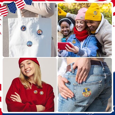 DPKOW 250th Anniversary American Pin Badges 4th of July Accessories, 32 American Flag Pins Badges Brooches 250 Anniversary USA Lapel Pins Gifts 4th of July Party Favors Patriotic Decorations Supplies in Saudi Arabia