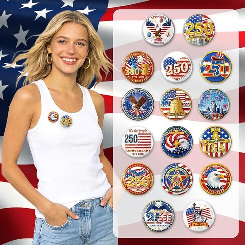 DPKOW 250th Anniversary American Pin Badges 4th of July Accessories, 32 American Flag Pins Badges Brooches 250 Anniversary USA Lapel Pins Gifts 4th of July Party Favors Patriotic Decorations Supplies in Saudi Arabia