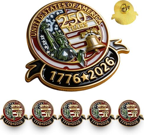 America 250 Pin 5Pcs, Patriotic Lapel Pins for Men & Women Clothes, 250 Anniversary usa Merchandise, Independence Day Gifts in Kuwait