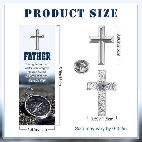 Kigeli 24 Sets Christian Fathers Day Gifts for Church Bulk Cross Lapel Pin with Bookmarks Religious Cross Pins Christian Gifts for Men Father's Day Dad Pastor Husband Church Supplies in Kuwait