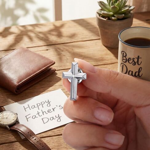 Kigeli 24 Sets Christian Fathers Day Gifts for Church Bulk Cross Lapel Pin with Bookmarks Religious Cross Pins Christian Gifts for Men Father's Day Dad Pastor Husband Church Supplies in Kuwait