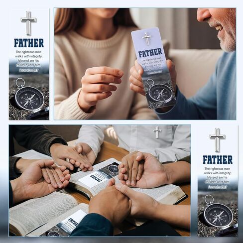 Kigeli 24 Sets Christian Fathers Day Gifts for Church Bulk Cross Lapel Pin with Bookmarks Religious Cross Pins Christian Gifts for Men Father's Day Dad Pastor Husband Church Supplies in Kuwait