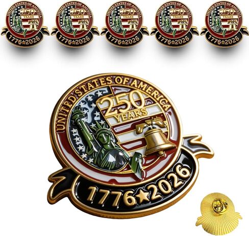 America 250 Pins 5 Pcs, 250 Anniversary USA Merchandise: Freedom America 250 Pin, Patriotic Lapel Pins for Men, Women, Independence Day in Kuwait