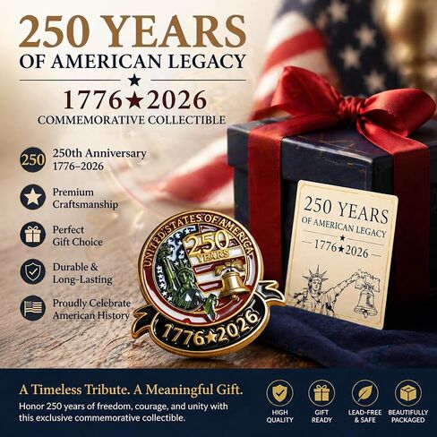 America 250 Pins 5 Pcs, 250 Anniversary USA Merchandise: Freedom America 250 Pin, Patriotic Lapel Pins for Men, Women, Independence Day in Kuwait