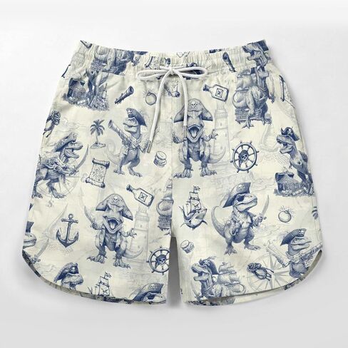 Men's Swim Trunks Funny Dinosaur with Compression Lining Quick Drying Hawaiian Board Shorts with Pockets for Beach in Kuwait