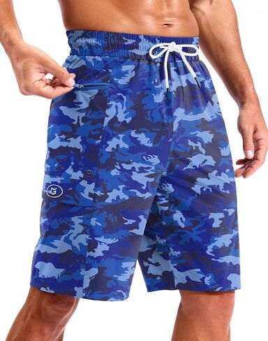 G Gradual Men's 9" Board Shorts with Zipper Pockets Swim Trunks Quick Dry Bathing Suit Swim Shorts for Men No Mesh Liner in Kuwait