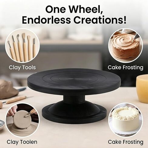 Pilipane Professional Professional Sculpting Clay Making Pottery Cake Decoring Turntable Craft Wheel للفنانين الخزفيين ومصممي الكيك البلاستيكي ارتفاع 12 سم (البلاستيك) in Kuwait