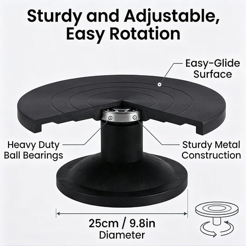 Pilipane Professional Professional Sculpting Clay Making Pottery Cake Decoring Turntable Craft Wheel للفنانين الخزفيين ومصممي الكيك البلاستيكي ارتفاع 12 سم (البلاستيك) in Kuwait