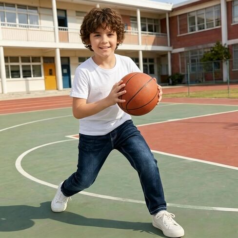 Boys Slim Fit Stretch Jeans Elastic Waist Pull-on Denim Pants with Pockets Kids School Size 8-12 in Kuwait