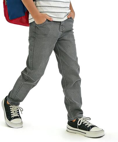 Boys Slim Fit Stretch Jeans Elastic Waist Pull-on Denim Pants with Pockets Kids School Size 8-12 in Kuwait
