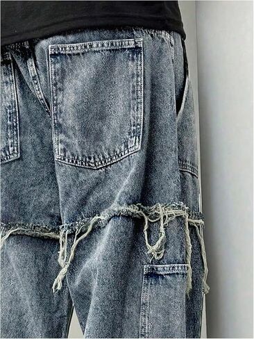 SHENHE Boy's Baggy Jeans Y2k Frayed Raw Trim Hip Hop Skater Jeans Wide Leg Denim Pants in Kuwait