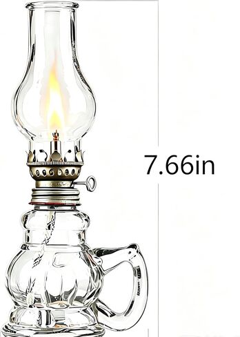Oil Lamp 2PCS Vintage Glass Oil Lamp with Handle - Portable Kerosene Hurricane Lamp for Home, Emergency Lighting, Wedding Centerpieces, Rustic Table Decor (Fuel Not Included) Thickened Material in Saudi Arabia