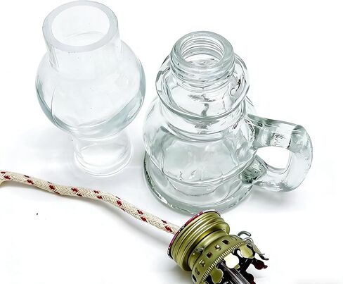 Oil Lamp 2PCS Vintage Glass Oil Lamp with Handle - Portable Kerosene Hurricane Lamp for Home, Emergency Lighting, Wedding Centerpieces, Rustic Table Decor (Fuel Not Included) Thickened Material in Saudi Arabia