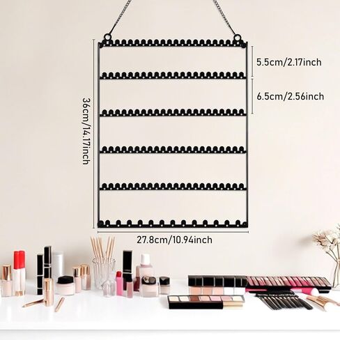 6 Tier Earring Holder Wall Mounted Hanging Earring Organizer, Earring Display Storage with 123 Holes and 129 Grooves Jewelry Organizer Tree for Stud/Hoop/Dangle Earrings Necklace（Black） in Saudi Arabia