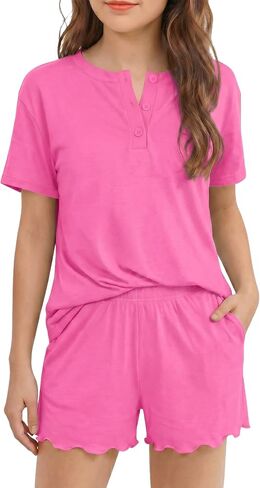 Arshiner Girls Pajamas Short Sleeve Button Pjs Cute Lettuce Loungewear Tie Dye Sleepwear in Kuwait