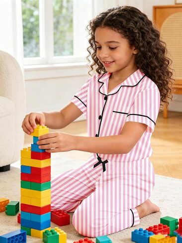SANGTREE Girls & Women 100% Cotton Pajamas Set 3pcs Button Down Top with Long Pants & Shorts Sleepwear in Kuwait