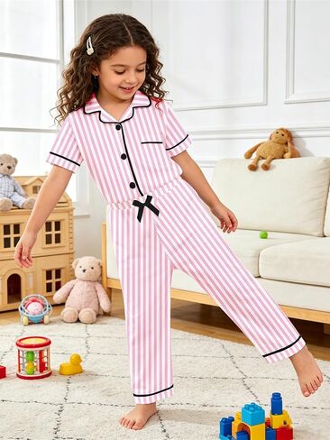 SANGTREE Girls & Women 100% Cotton Pajamas Set 3pcs Button Down Top with Long Pants & Shorts Sleepwear in Kuwait