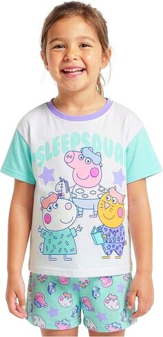 Get Trend Peppa Pig Girls Pajamas, Toddler 2 Piece Short Sleeve Top & Shorts, Soft Summer PJs, Kids Sleepwear, Ages 18M-5Y in Kuwait