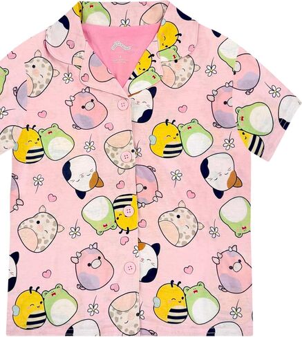 Squishmallows Girls Pajama Set - 2 Piece Girls Pjs Button Down Short Sleeve & Pants For Kids - Official Product in Kuwait