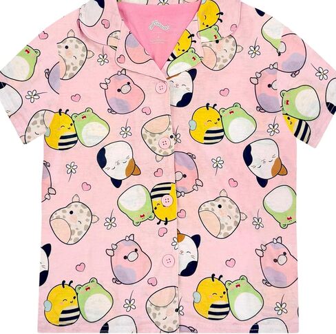 Squishmallows Girls Pajama Set - 2 Piece Girls Pjs Button Down Short Sleeve & Pants For Kids - Official Product in Kuwait