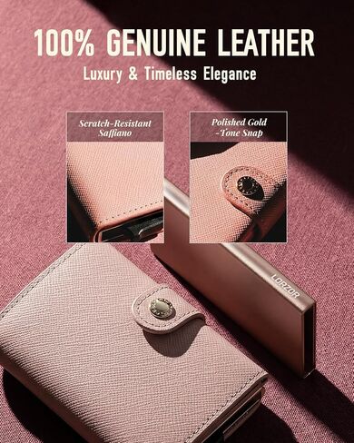 Women Wallet RFID Blocking Wallet for Women, Slim Small Size, Top Grain Leather, Pop up Credit Card Holder, Trifold, Minimalist, Pink Saffiano 9-11 Cards Capacity ID Window Cash Pocket,Gift for Her in Saudi Arabia