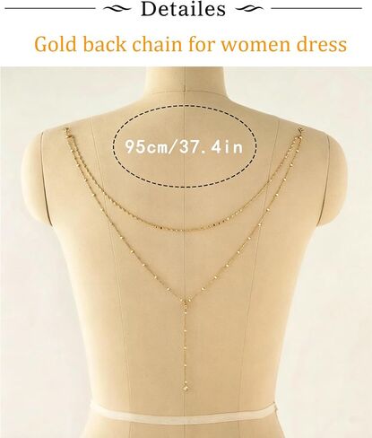 Longita Gold Back Necklace for Backless Dress Back Jewelry Backdrop Necklace Back Chain Gold Body Chain Jewelry for Women Sexy Trendy Dainty Bride Bridesmaid Evening Gown Prom Accessories in Kuwait